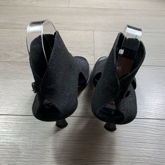 CYDWOQ Boomerang Hand Made Lagenlook Leather Open Toe Heels - Picture 5 of 15